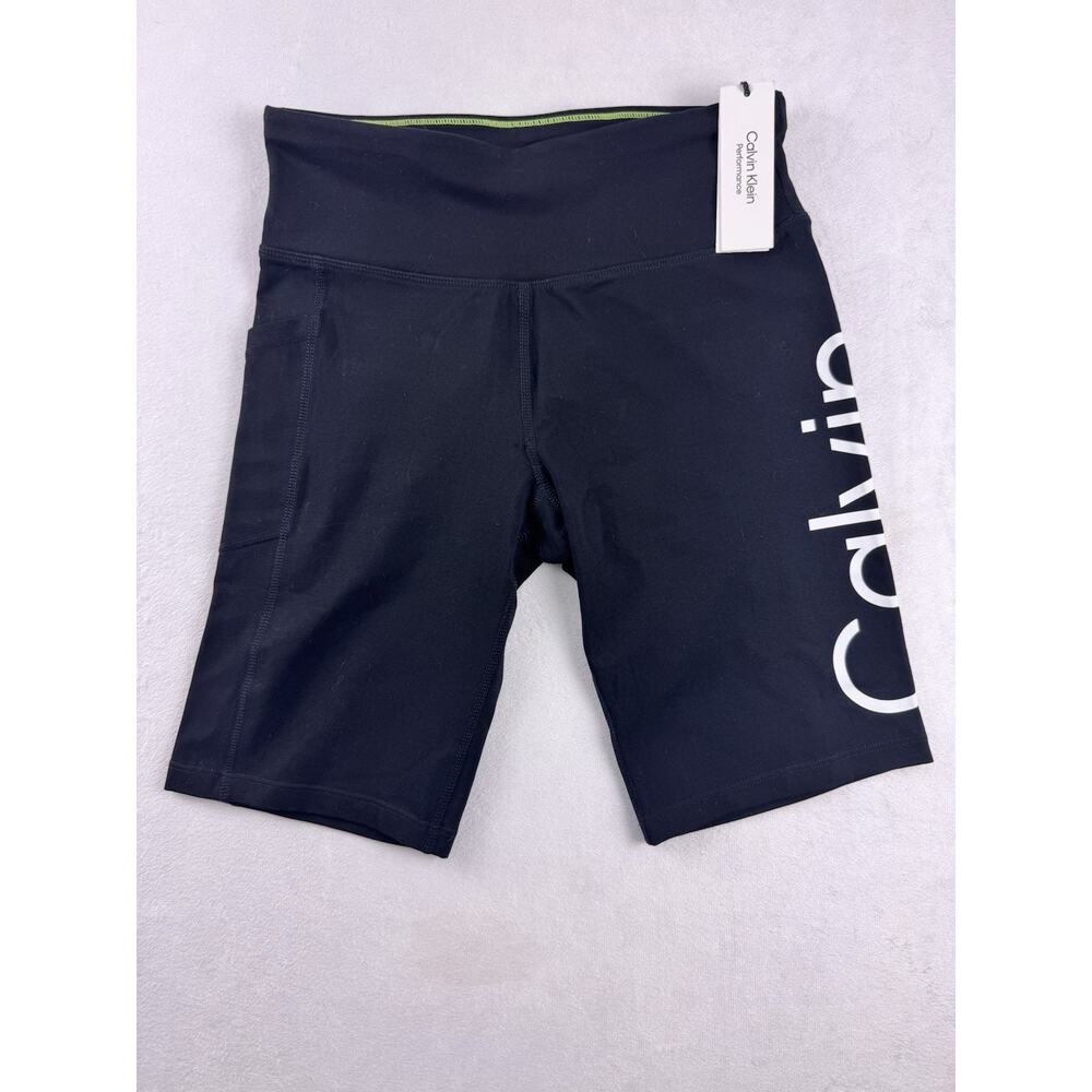 Calvin Klein Performance Women’s Black Biker Shorts Medium NWT Logo Pocket